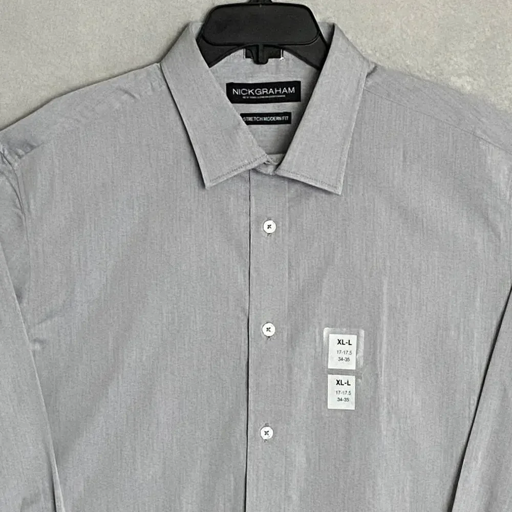 Nick Graham Men's 15.5 32/33 Modern Fit Dress Shirt Grey NEW - Picture 3 of 11